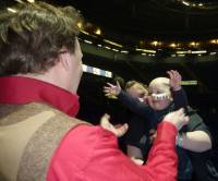 Abbey reaching for Justin  &raquo; Click to zoom ->